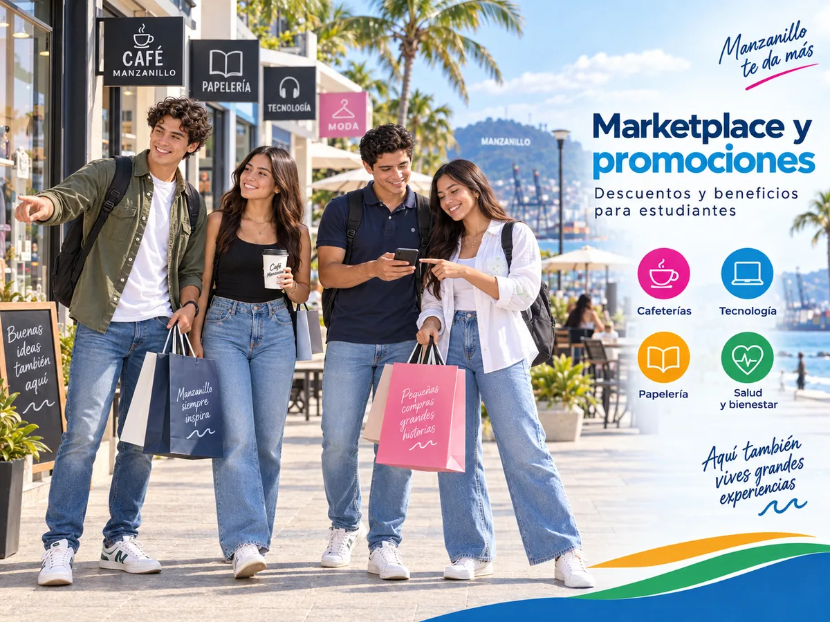 Estudiantes disfrutando beneficios del Marketplace